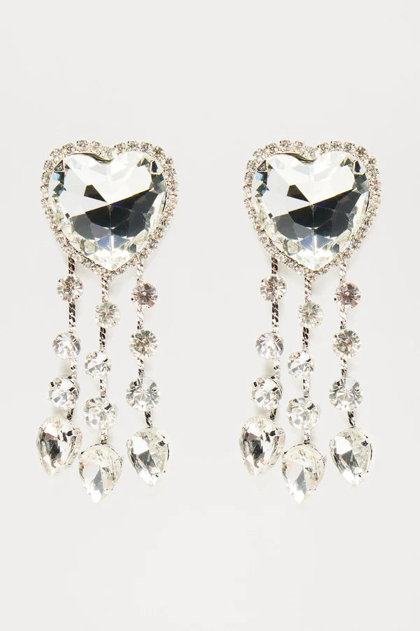 Rhinestone Heart Drop Earrings