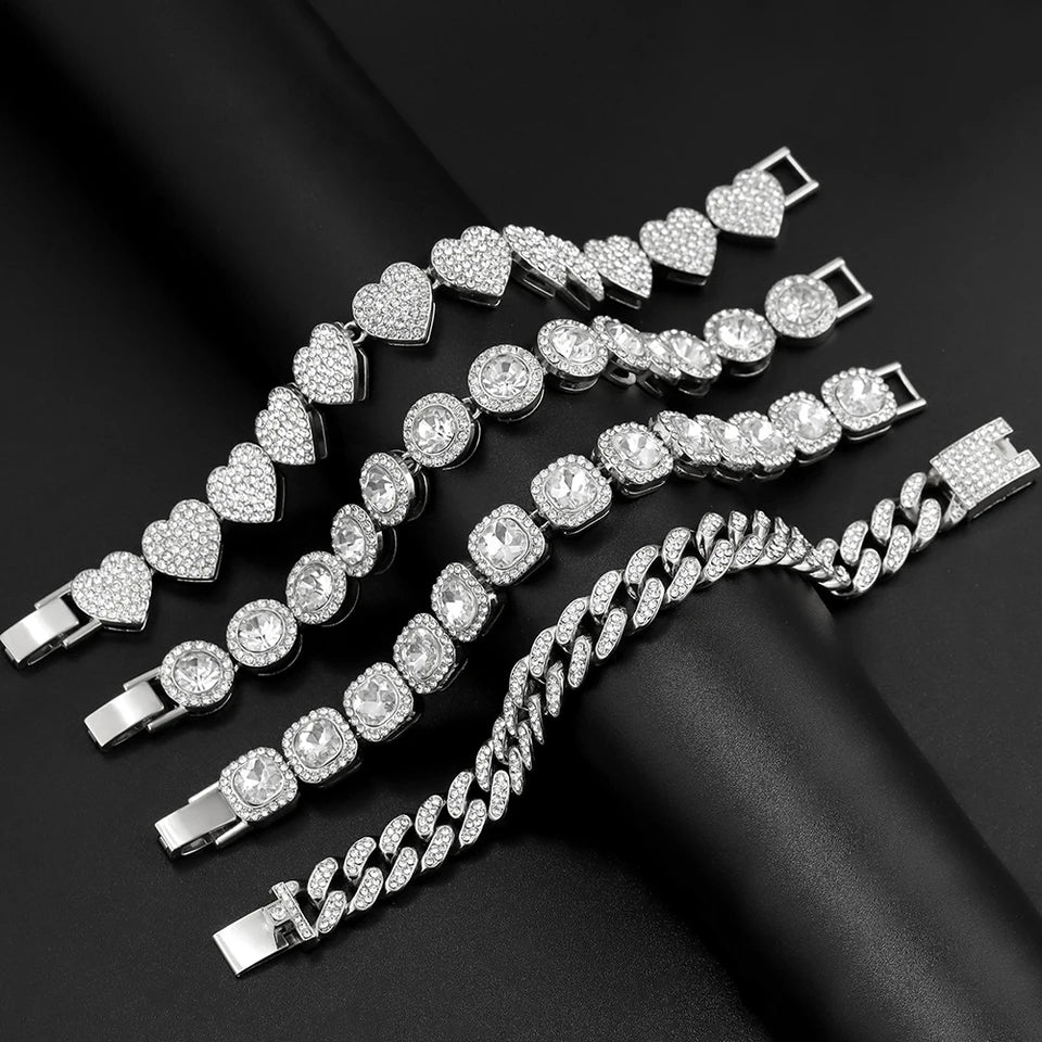 4 Piece Rhinestone Bracelet Set