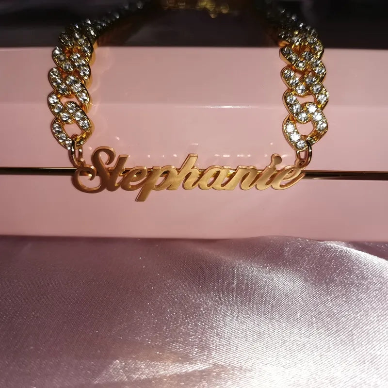 Custom Cuban Name Necklace Set