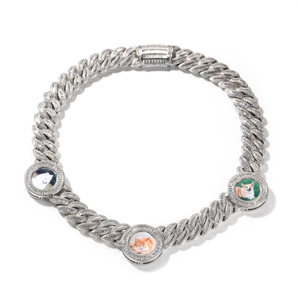 Triple Photo Cuban Memory Necklace