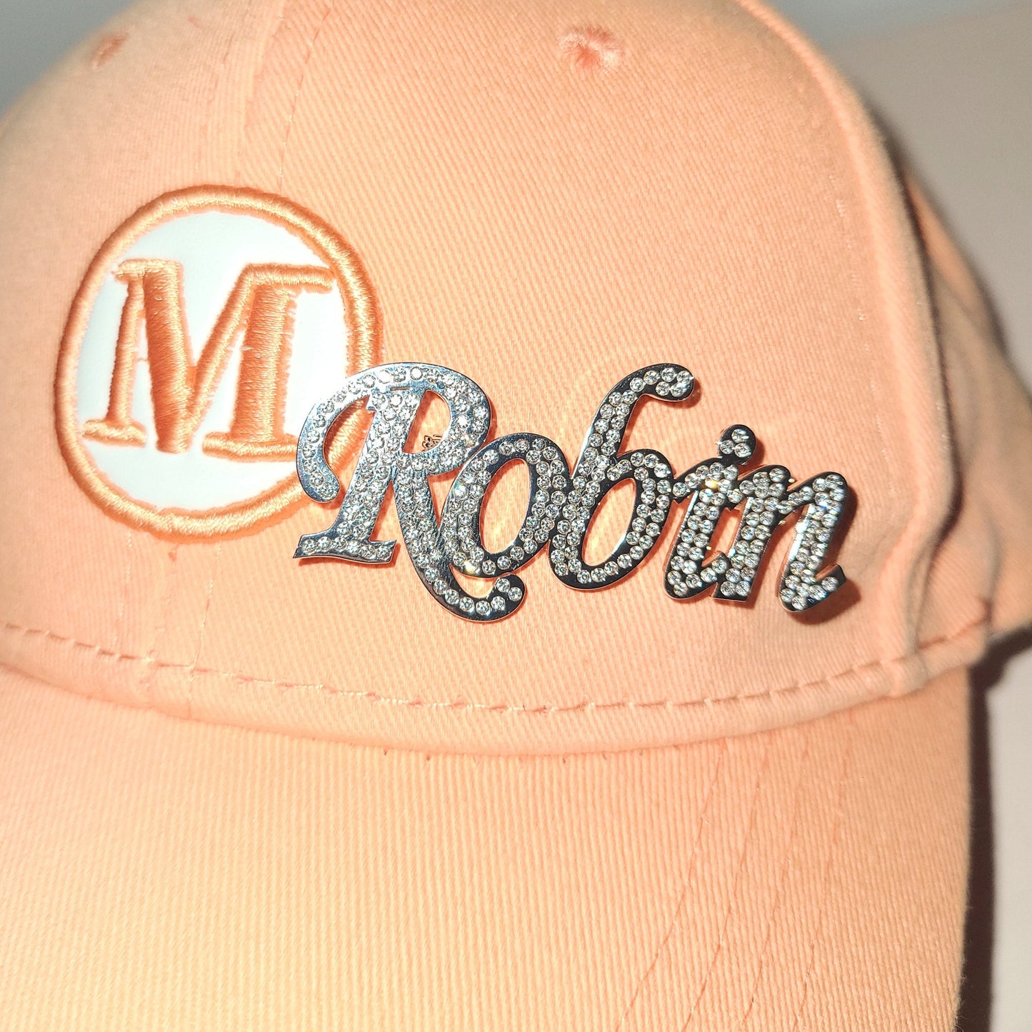 Custom Rhinestone Name Brooch