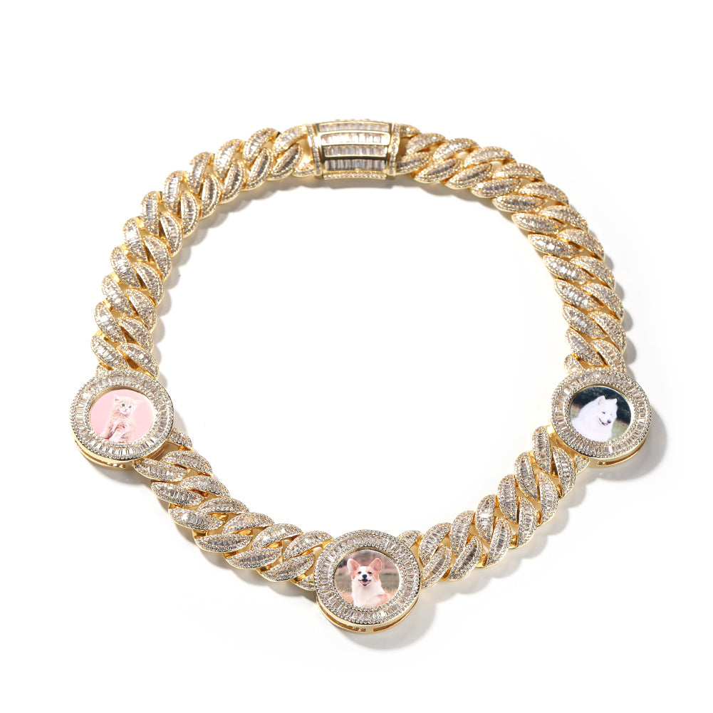 Triple Photo Cuban Memory Necklace