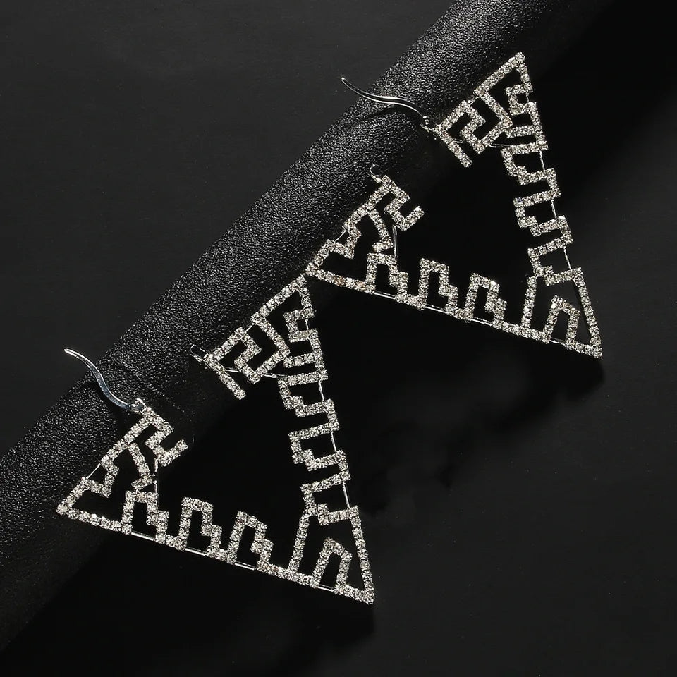 Rhinestone Geometric Hoops