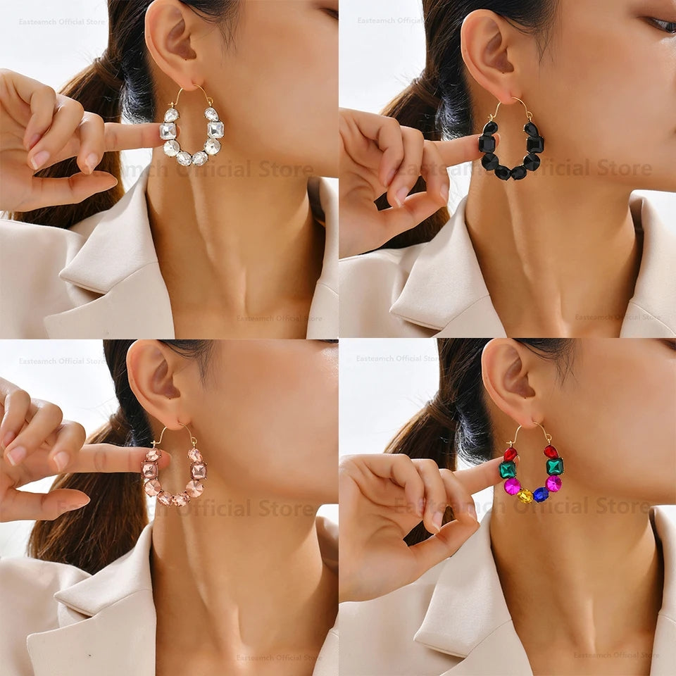 Rhinestone Oval Hoops