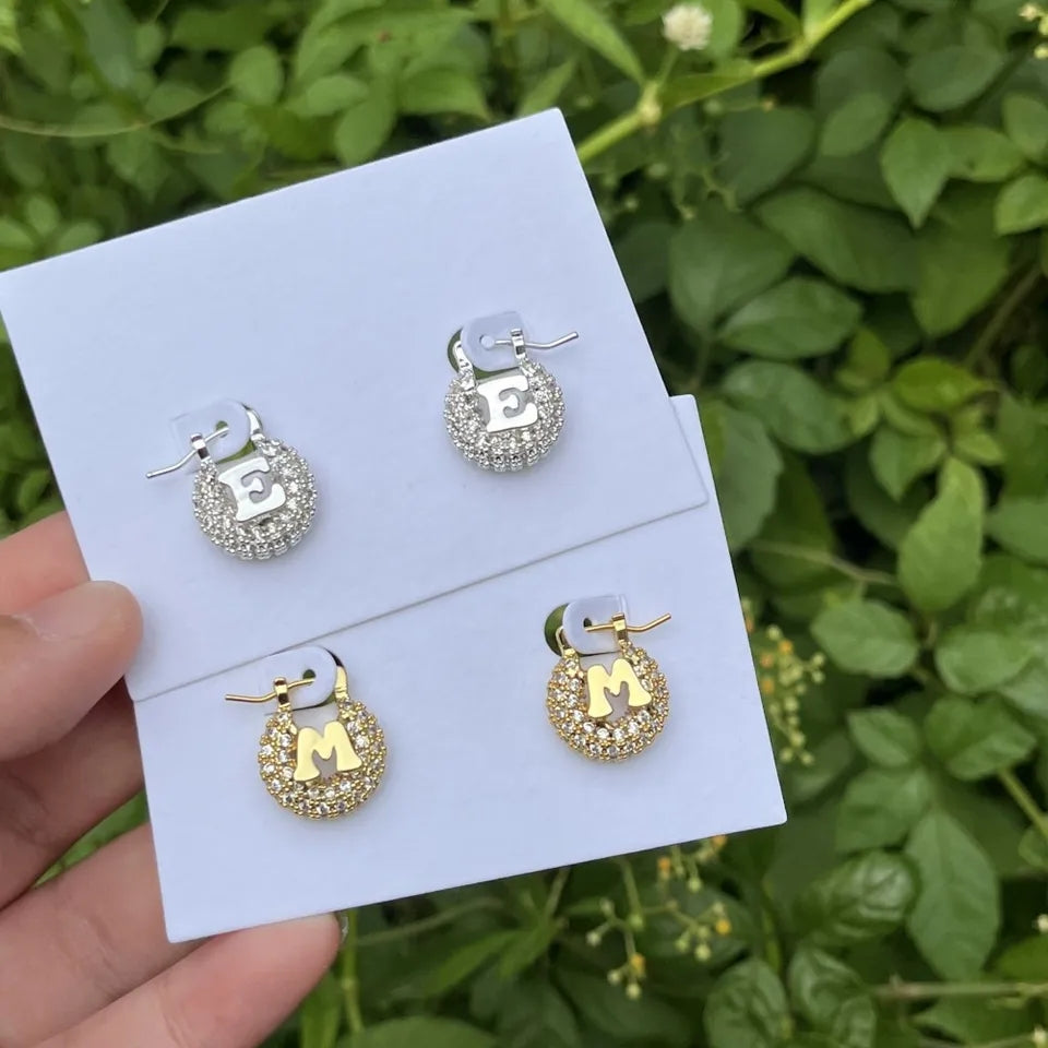 Mini Rhinestone Initial Earrings