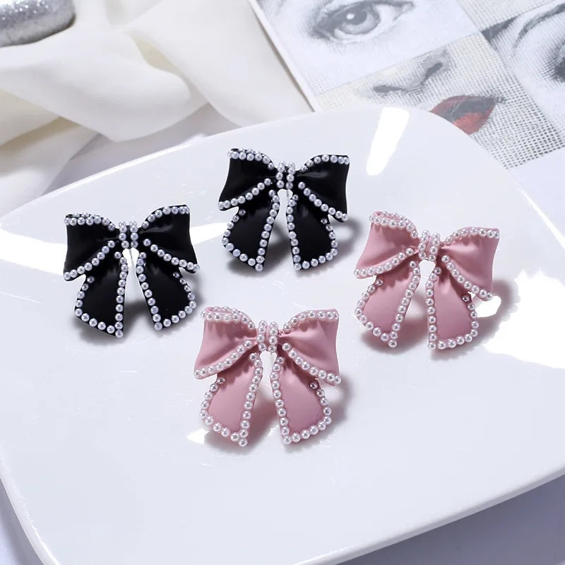 Mini Bow Pearl Studs