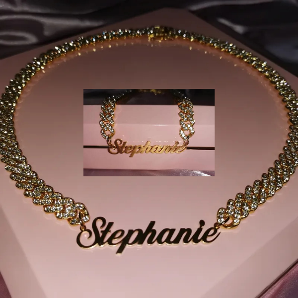 Custom Cuban Name Necklace Set