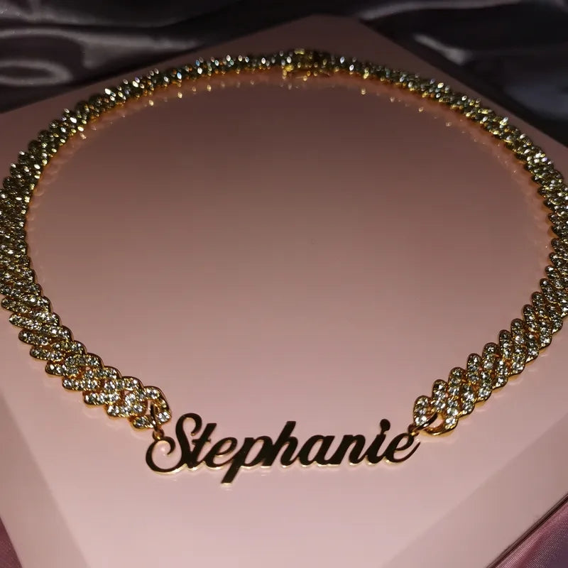 Custom Cuban Name Necklace Set