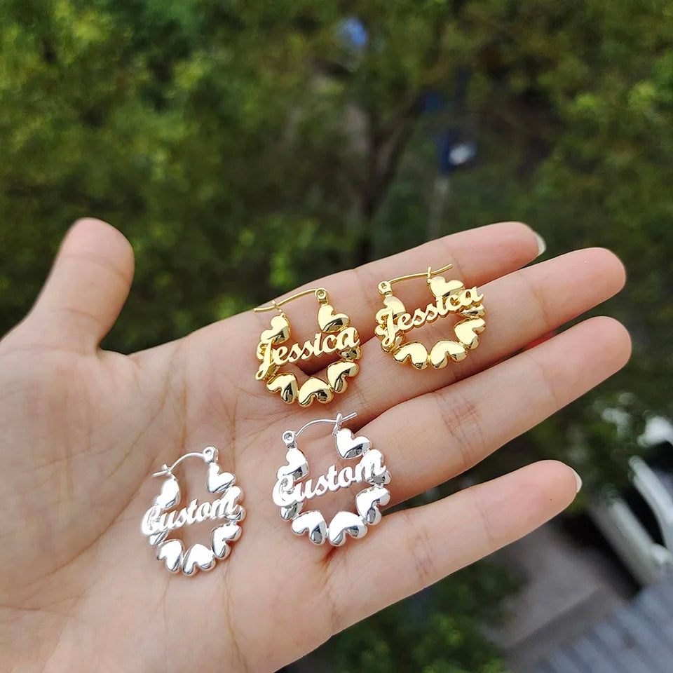 Custom Heart Kiddie Name Hoops