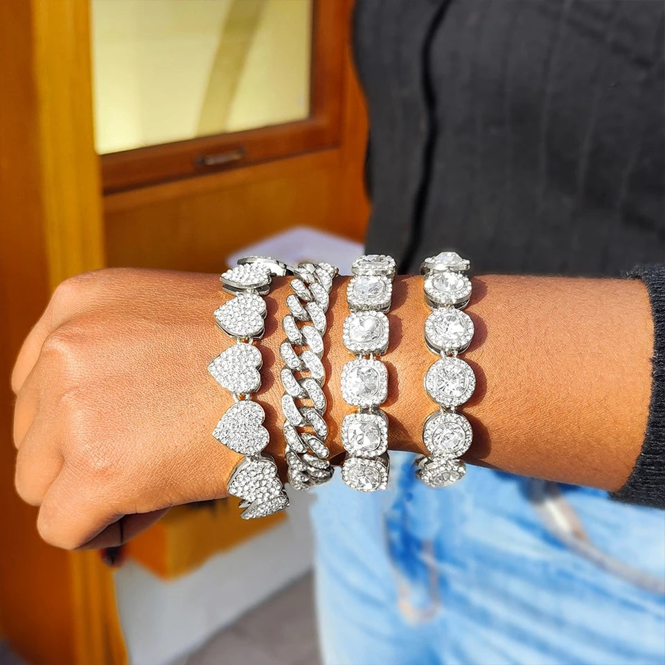 4 Piece Rhinestone Bracelet Set