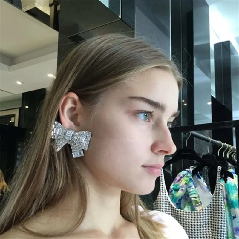 Rhinestone Bow Earrings