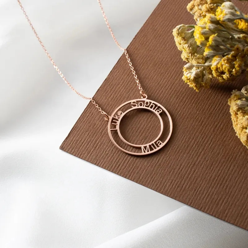 Circle Custom Multi Name Necklace