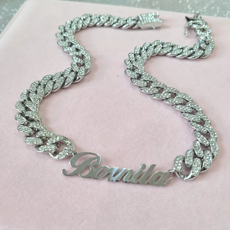 Custom Cuban Name Necklace Set
