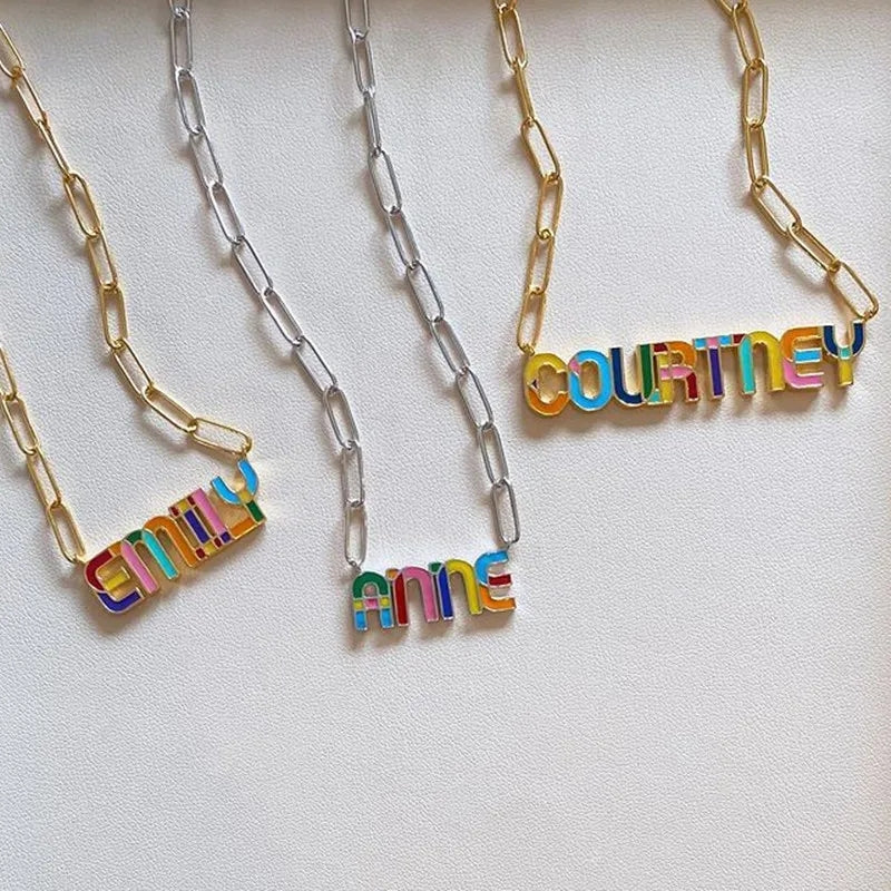 Custom Enamel Name Necklace