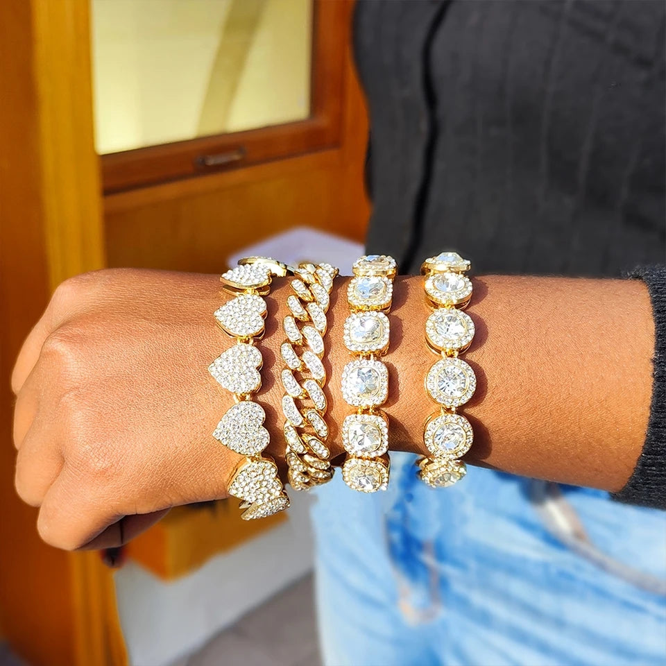 4 Piece Rhinestone Bracelet Set