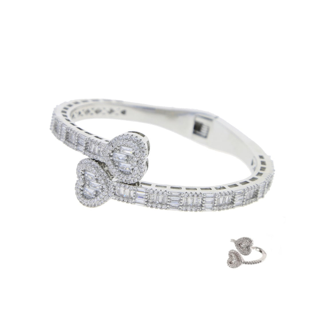 Baguette Heart Bracelet/ Ring Set