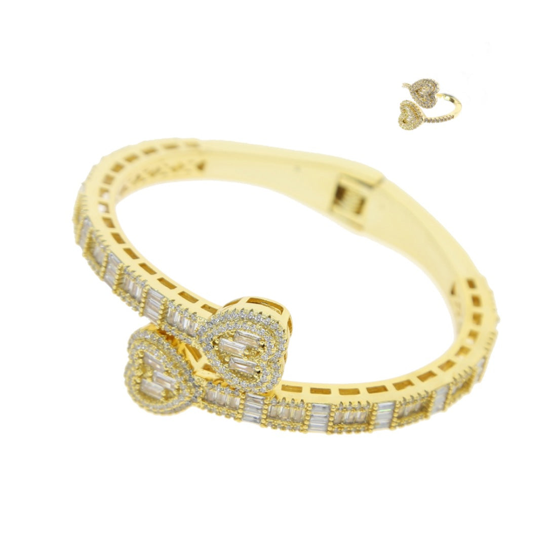 Baguette Heart Bracelet/ Ring Set