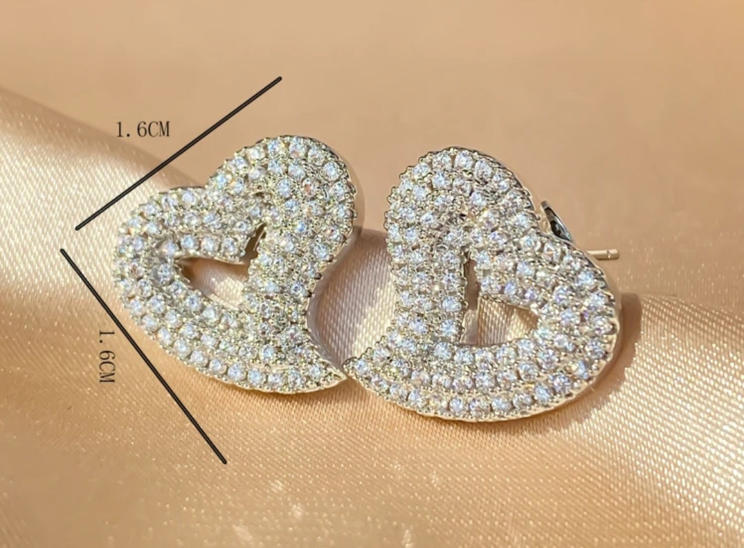 Pave Heart Stud Earrings