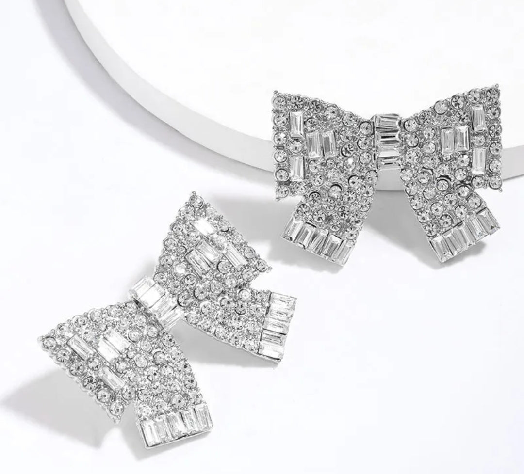 Rhinestone Bow Earrings