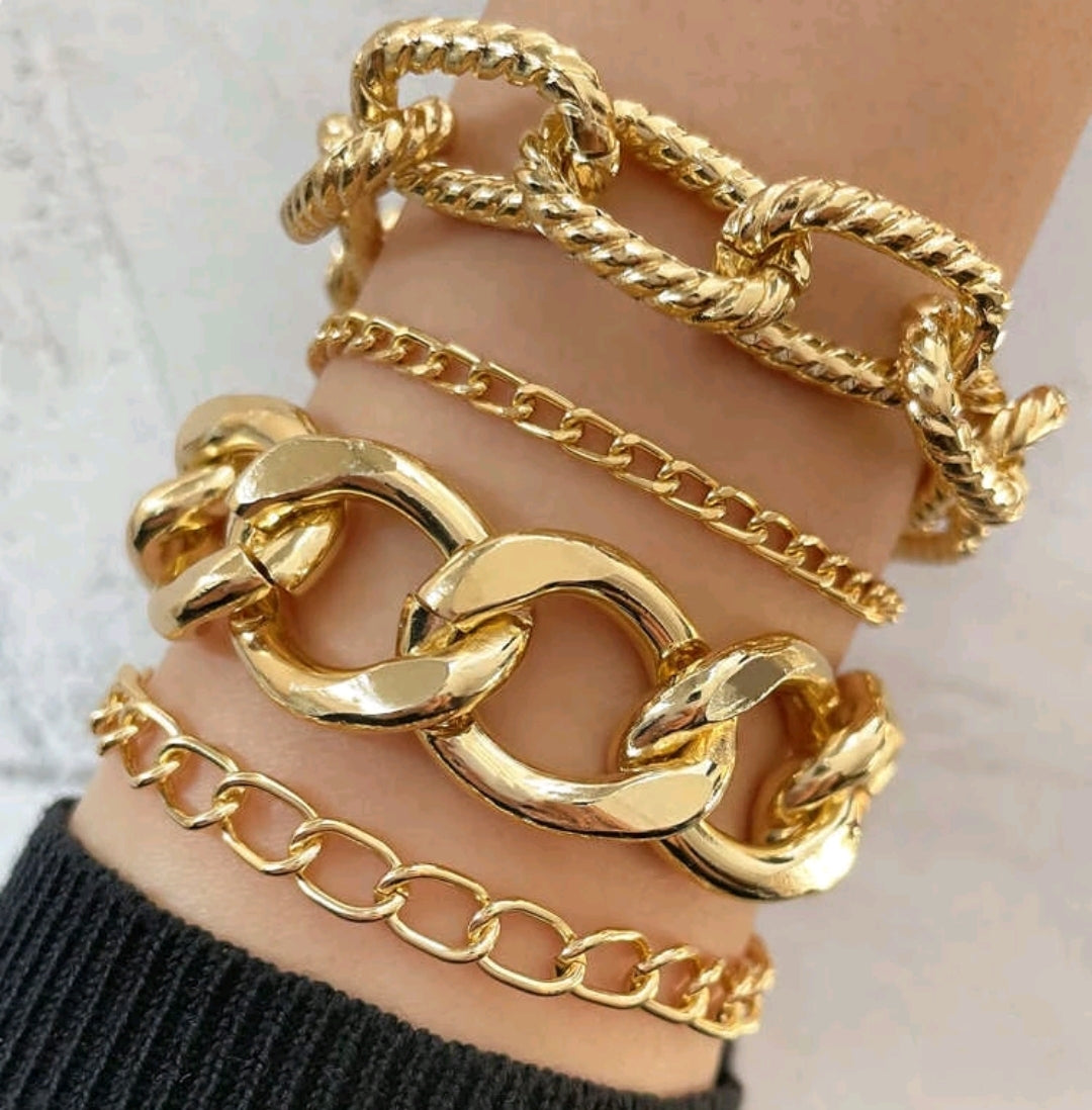 4 Piece Link Bracelet Set