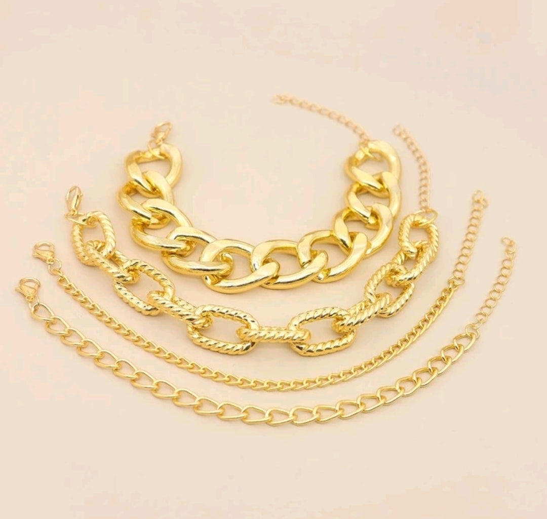 4 Piece Link Bracelet Set