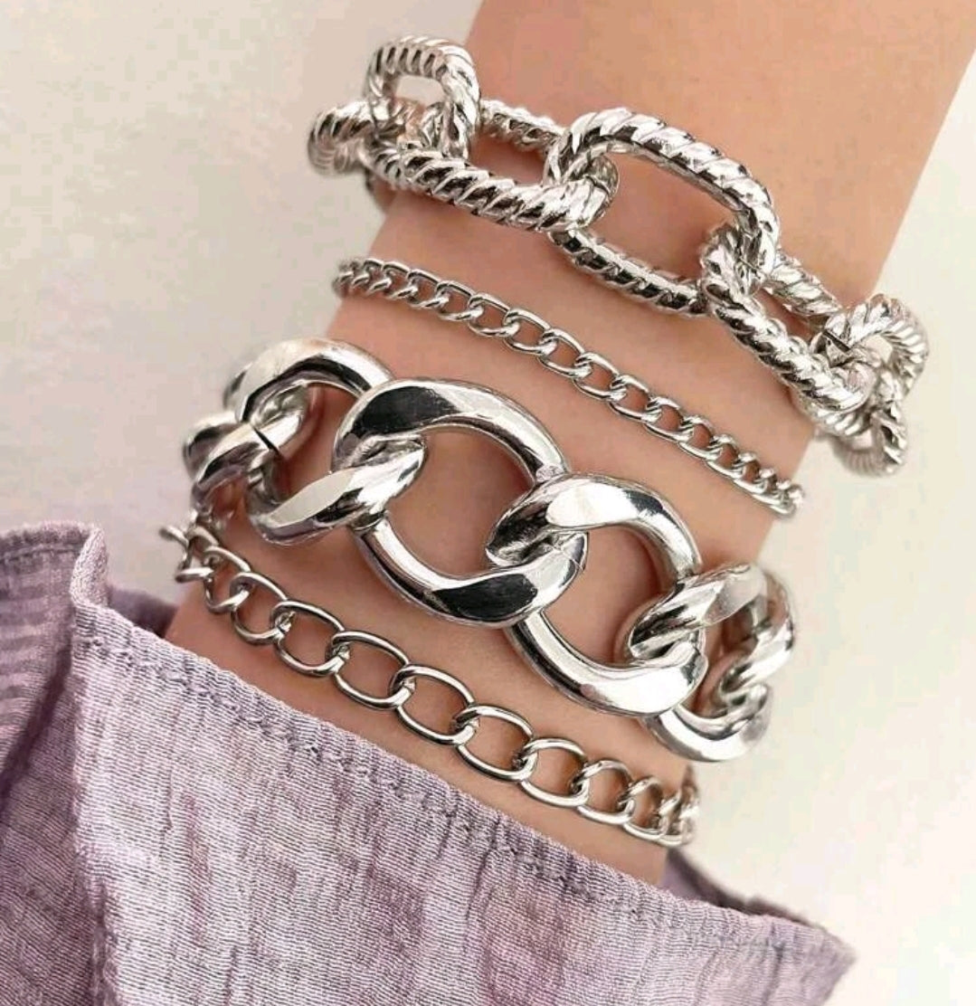 4 Piece Link Bracelet Set