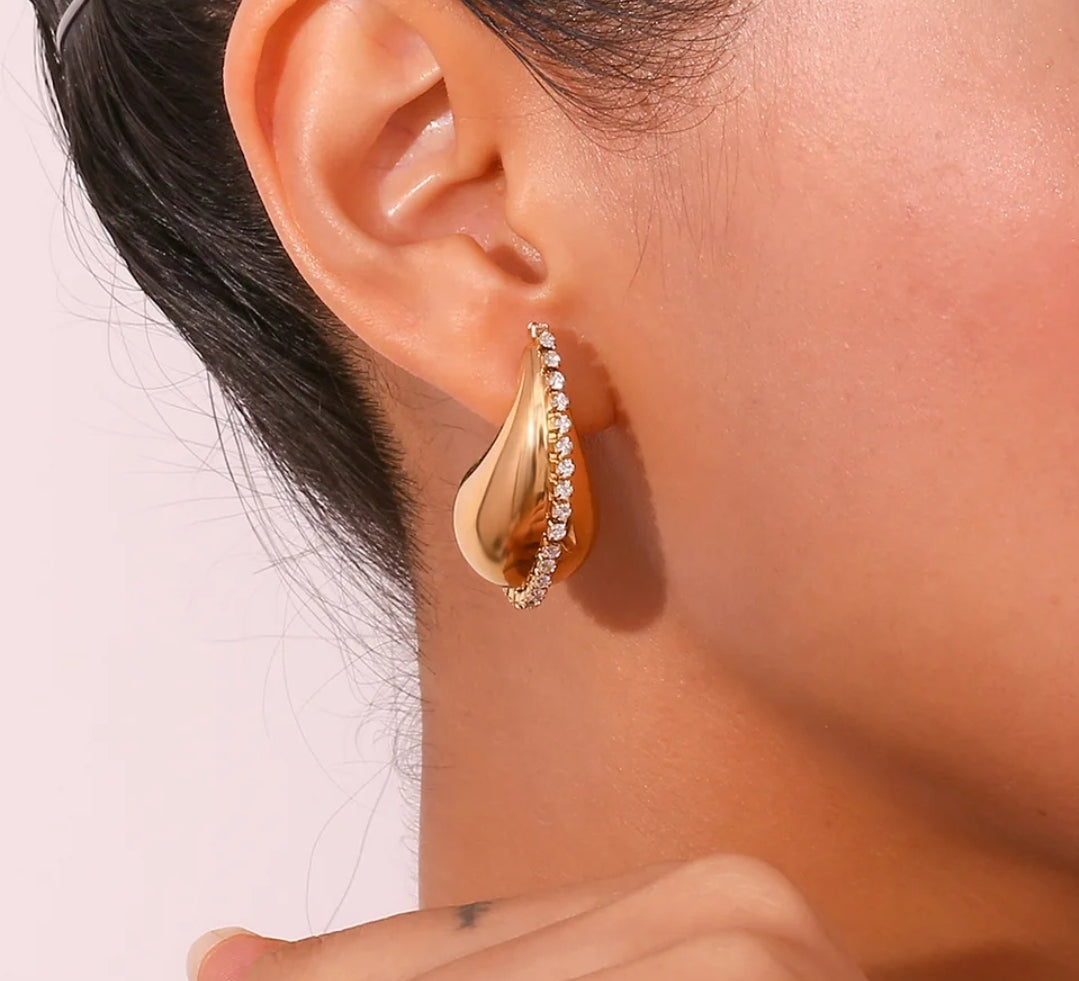 Rhinestone Water Drop Earrings