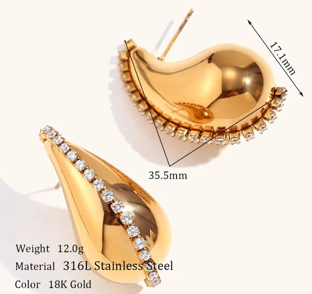 Rhinestone Water Drop Earrings