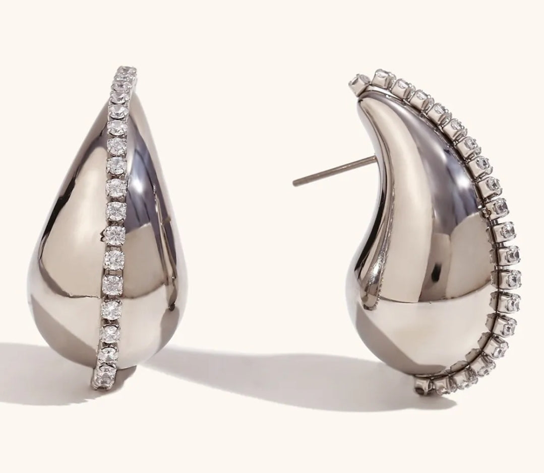 Rhinestone Water Drop Earrings