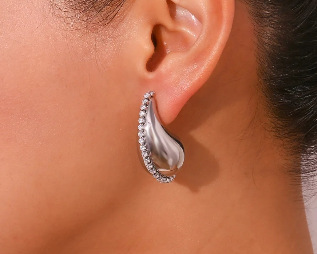 Rhinestone Water Drop Earrings