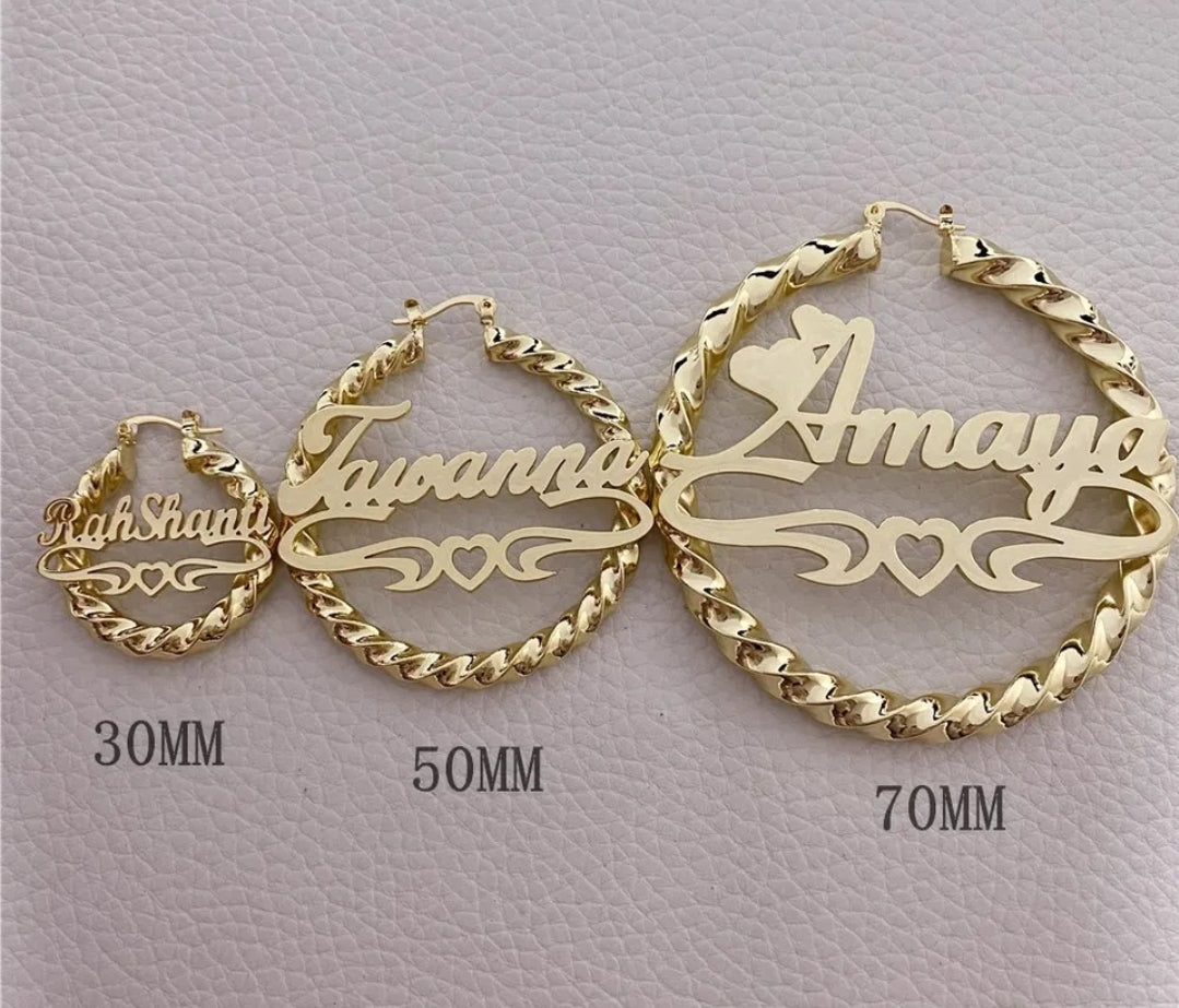 Custom Twisted Name Hoops