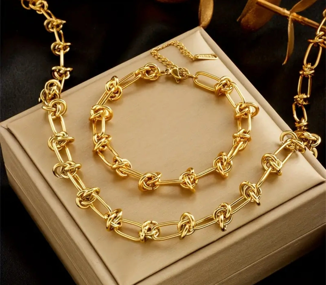 Knotted Necklace & Bracelet Set