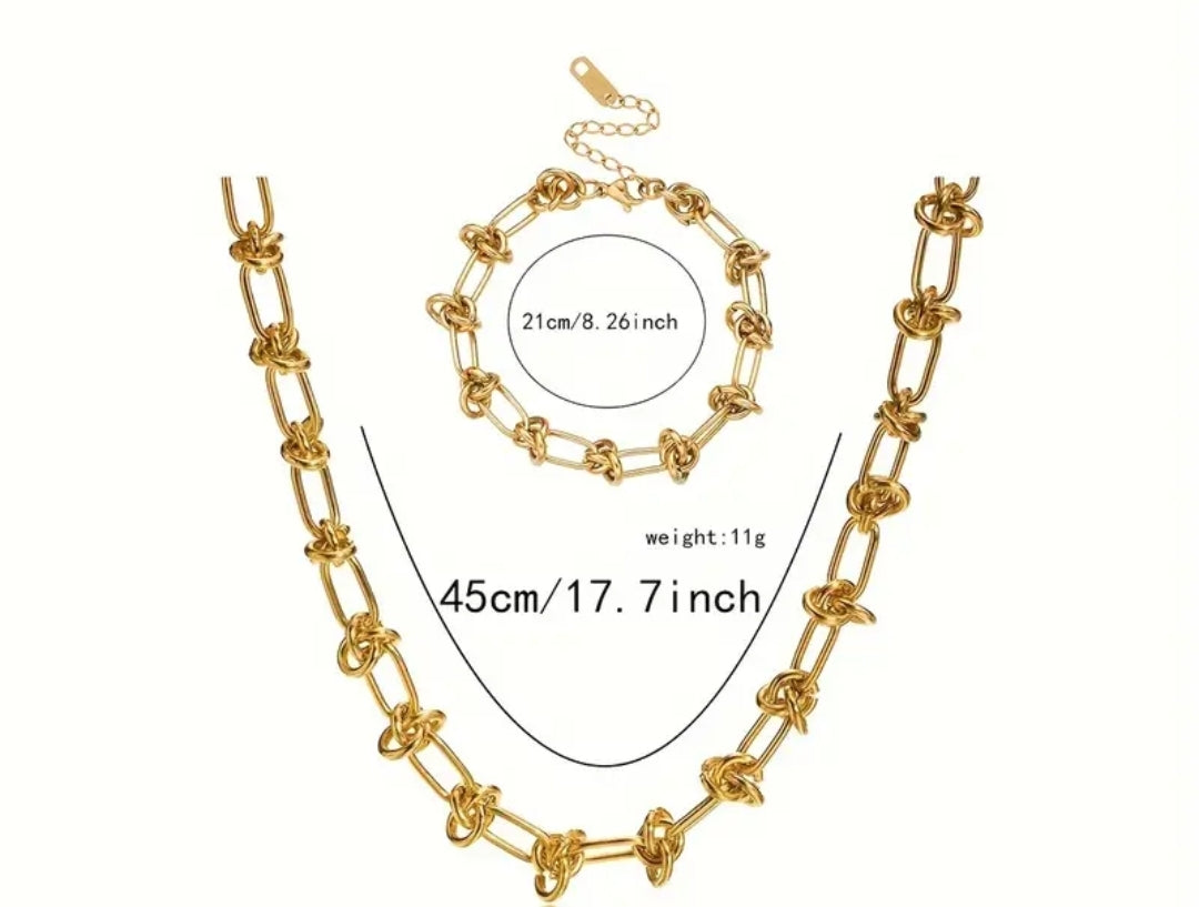 Knotted Necklace & Bracelet Set