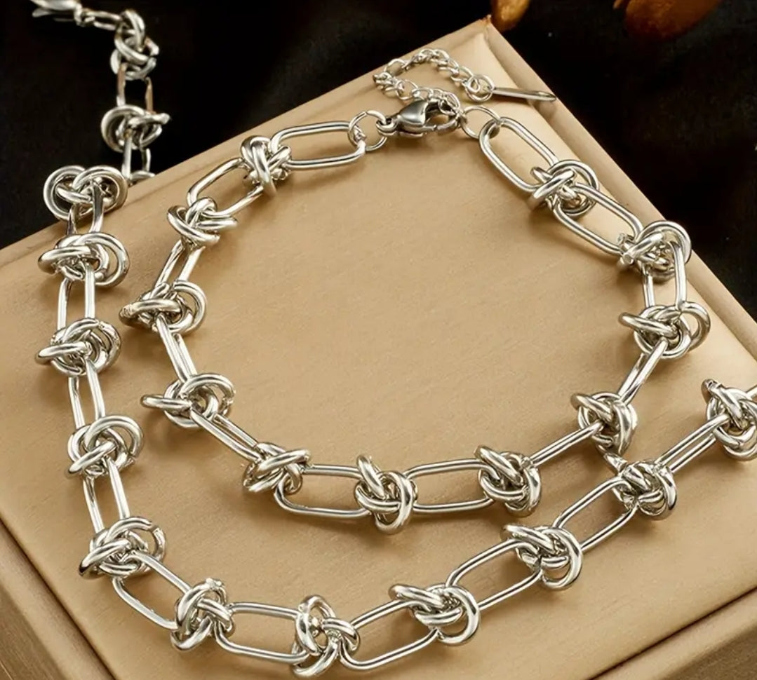 Knotted Necklace & Bracelet Set