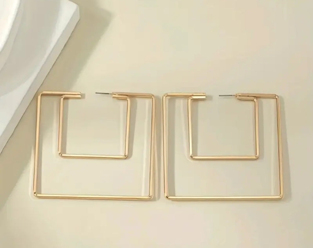 Double Square Hoop Earrings