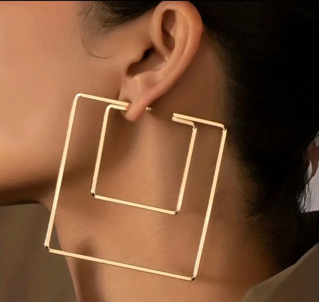 Double Square Hoop Earrings
