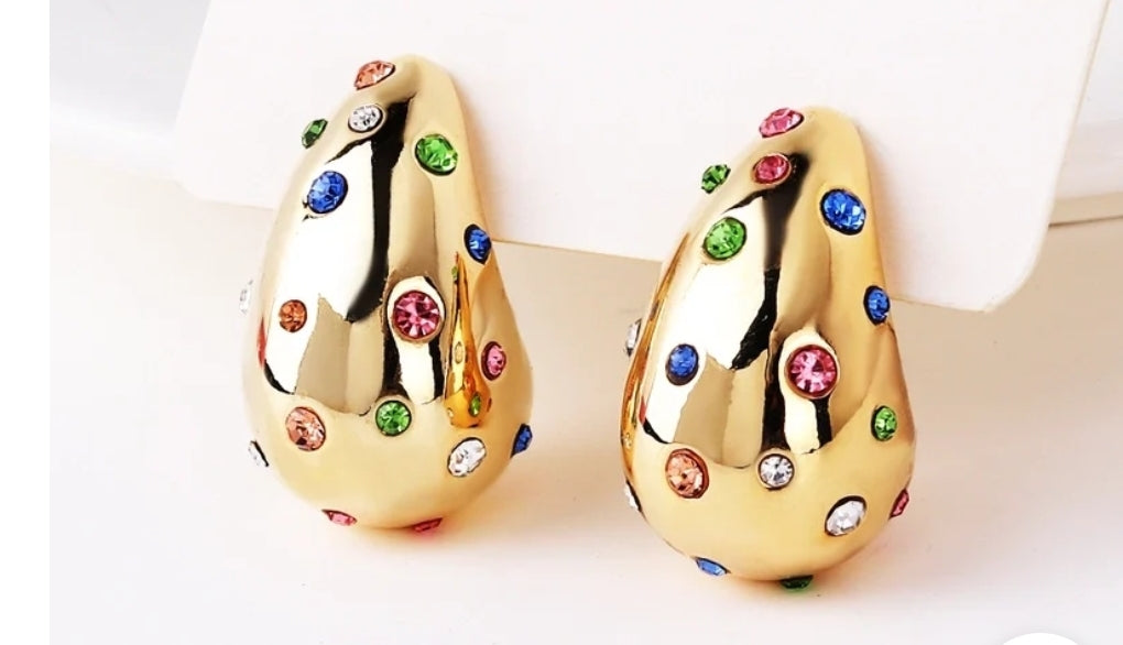 Rainbow Tear Drop Studs