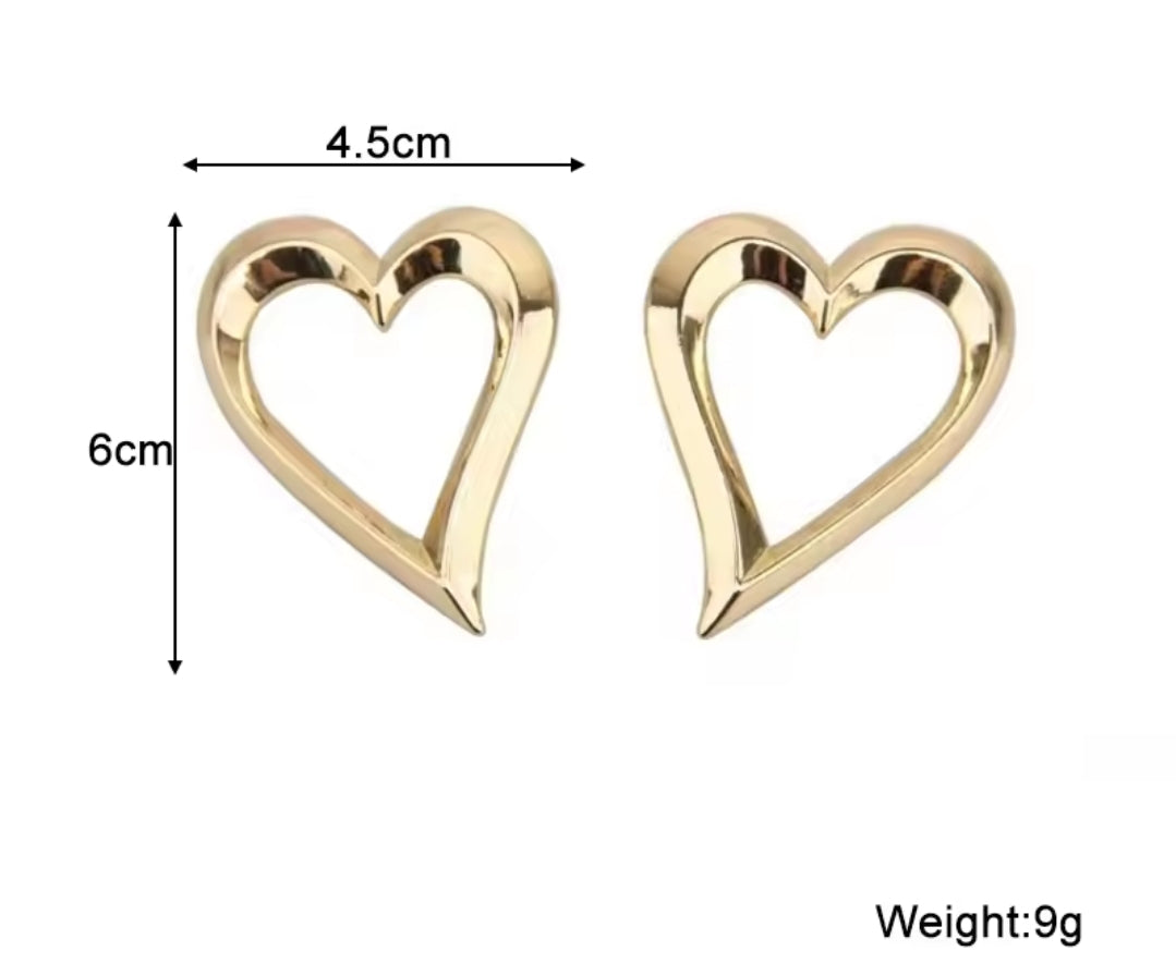 Oversized Open Heart Studs