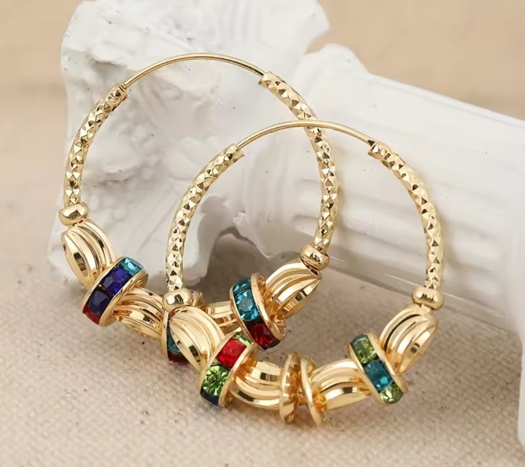 Rhinestone Beaded Hoops