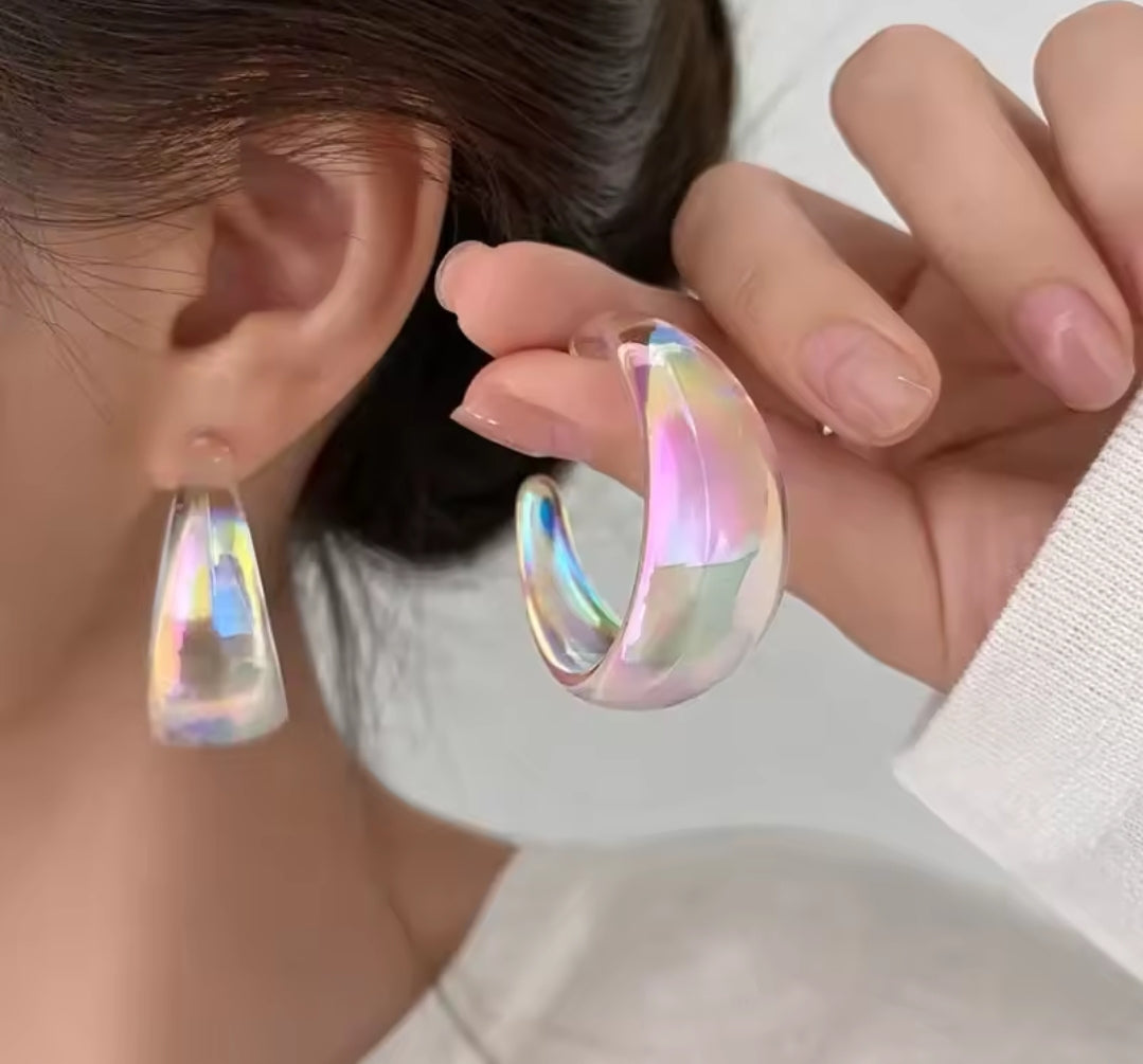 Rainbow Lucite Hoops