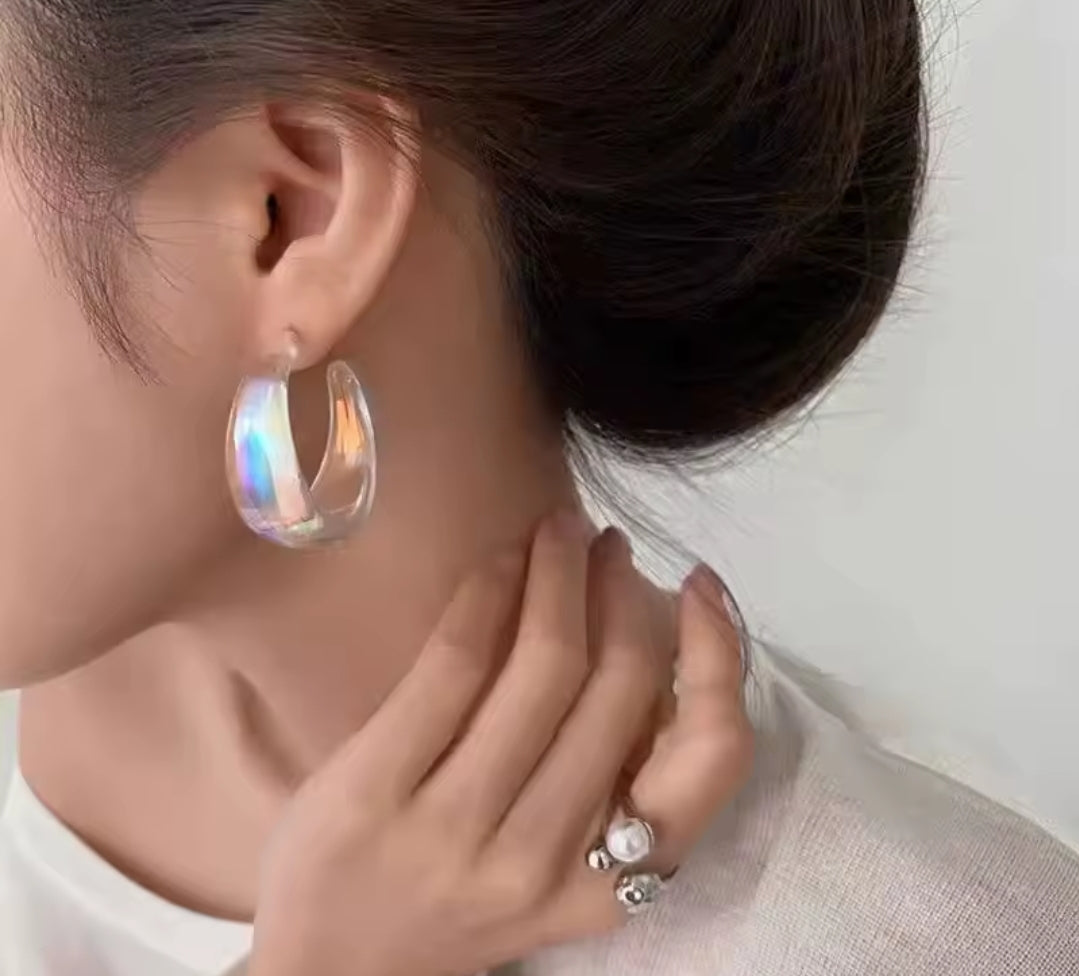 Rainbow Lucite Hoops