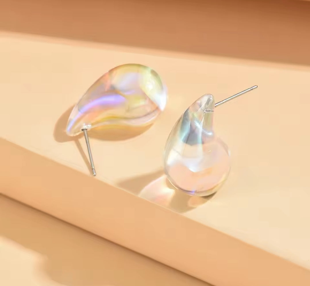 Rainbow Lucite Tear Drop Studs