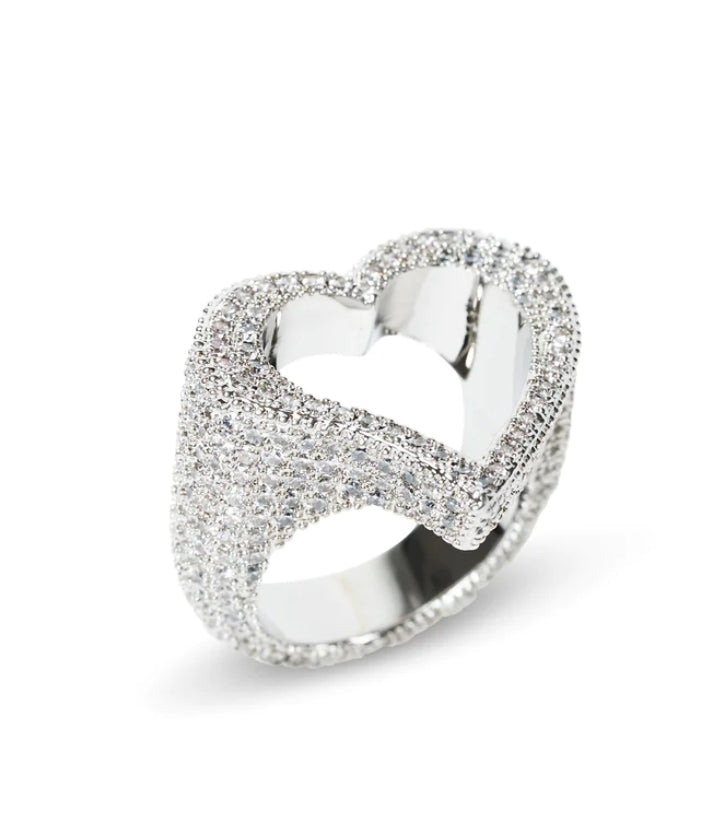 Chunky Open Heart Pave Ring