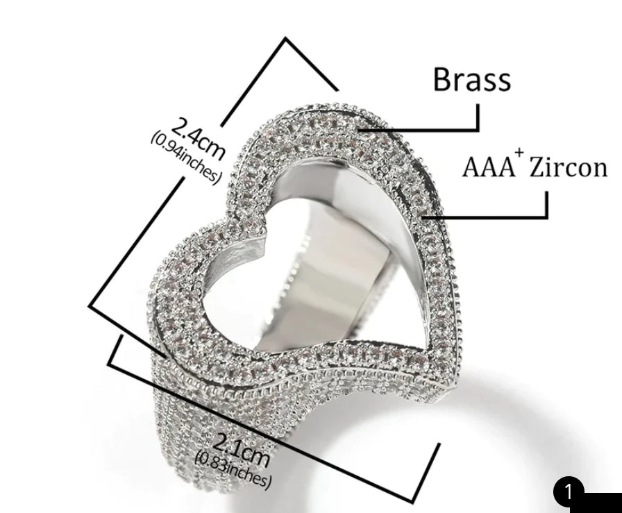 Chunky Open Heart Pave Ring