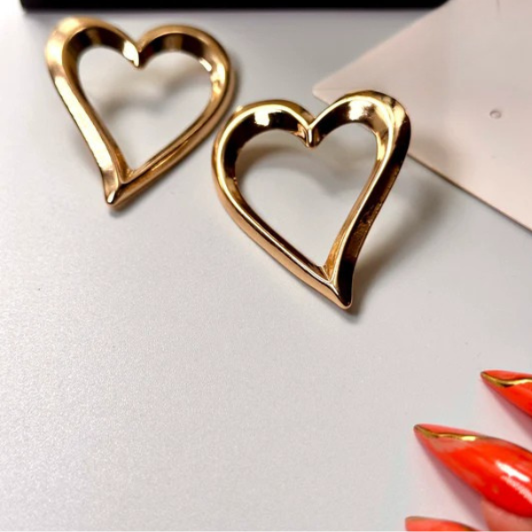 Oversized Open Heart Studs