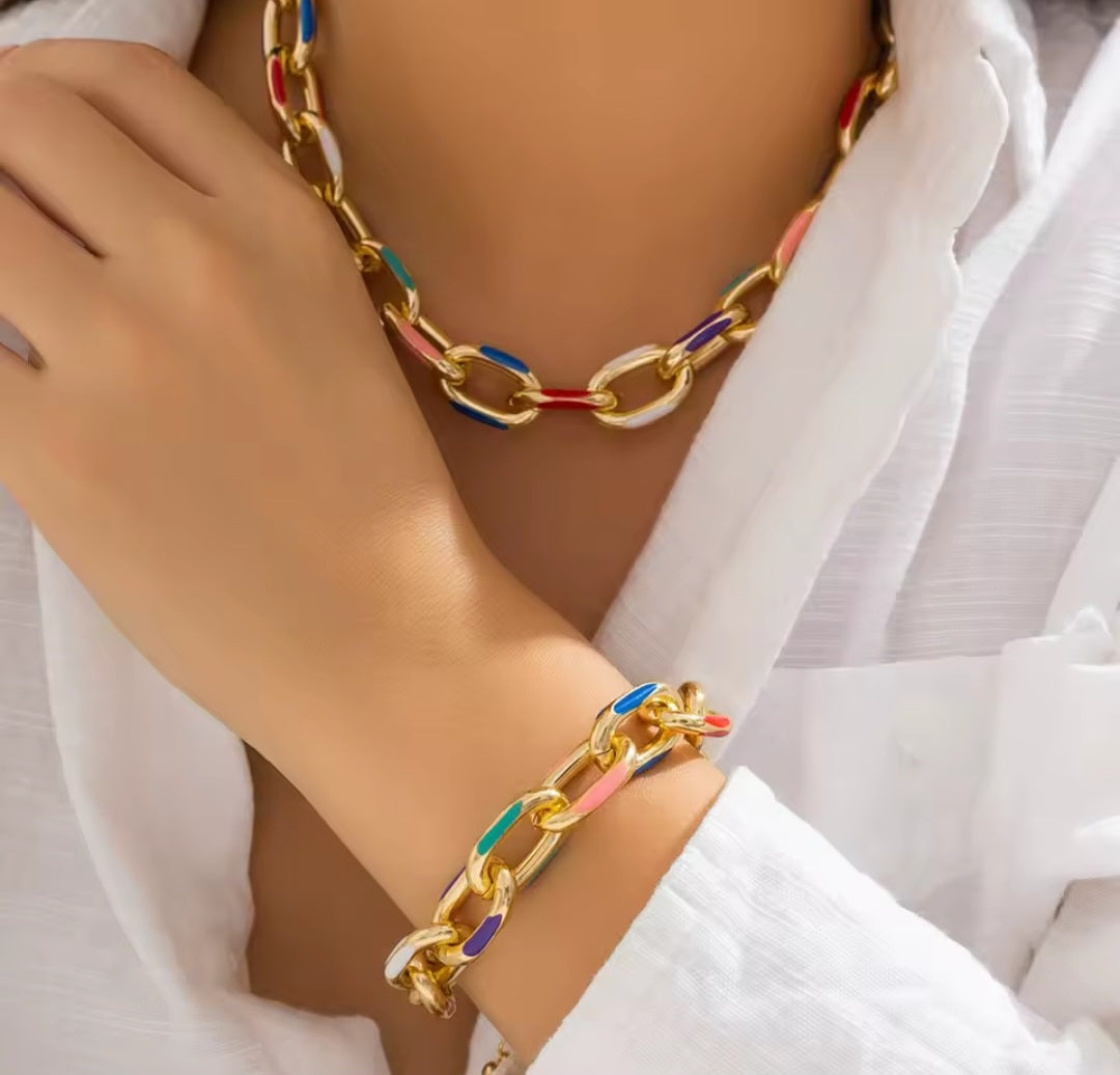 Rainbow Necklace/Bracelet Set