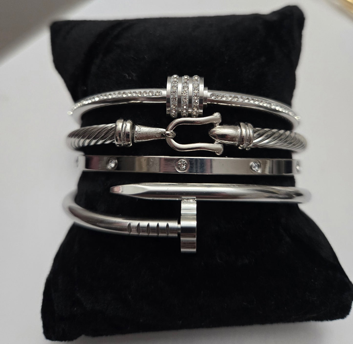 Silver Bracelet Stack (B)