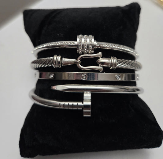 Silver Bracelet Stack (B)