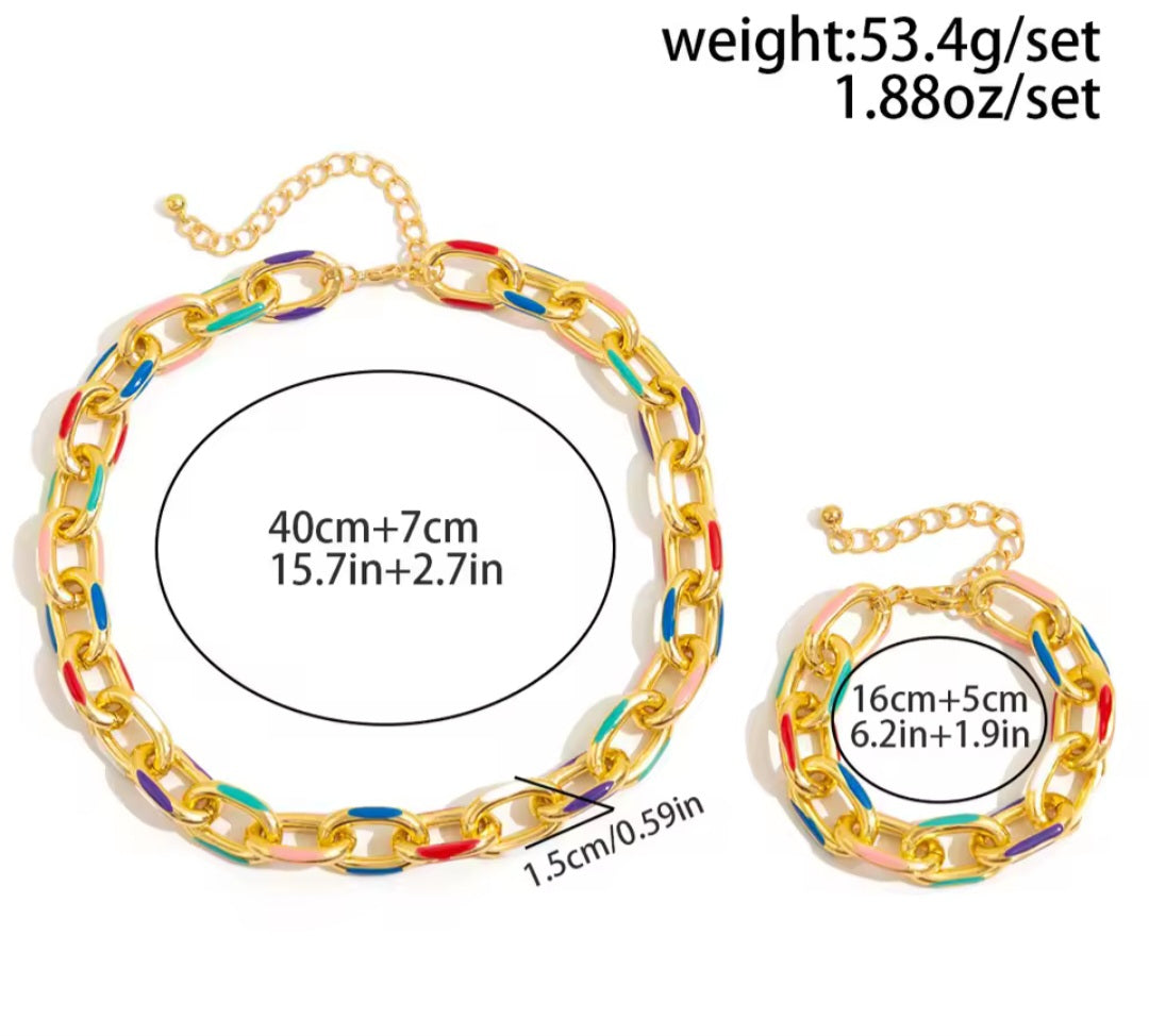 Rainbow Necklace/Bracelet Set