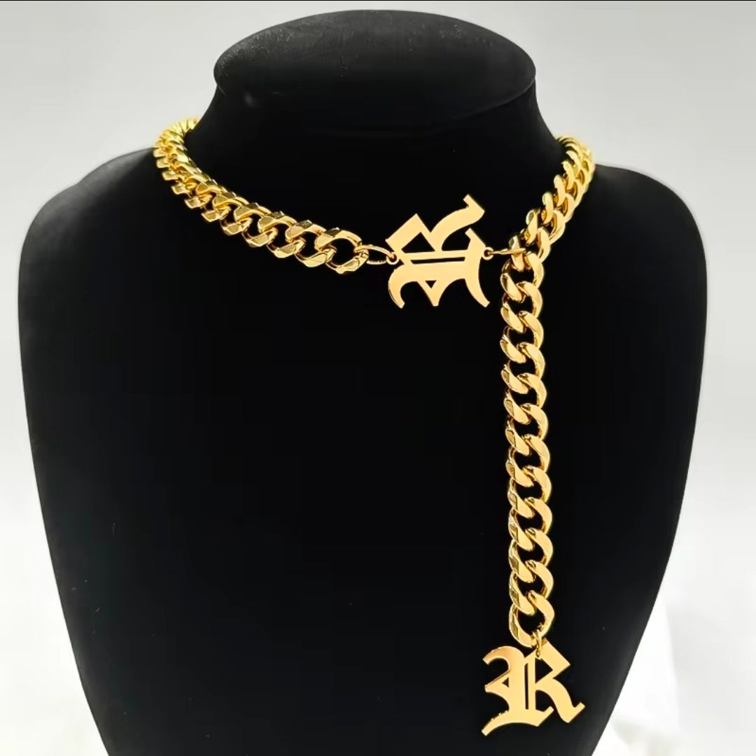 Old English Initial Drop Necklace